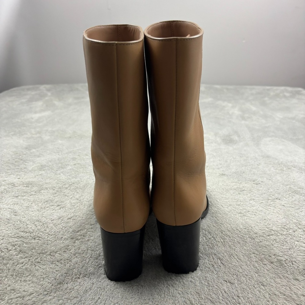 Legres Almond Toe Blush Leather Boot Women US 8.5/ EU 39 Beige Block Heel Luxury - Picture 5 of 13